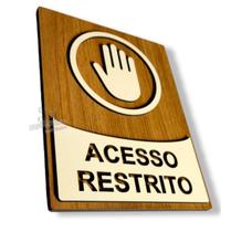 Plaquinha de acesso restrito a funcionários mdf 3mm controle Plaquinha de acesso restrito a funcionários mdf 3mm controle