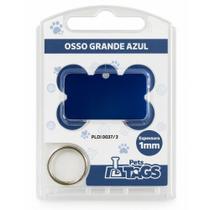 Plaquinha de Identificação Personalizada - Osso Azul G