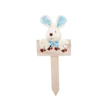 Plaquinha de Páscoa MDF Coelho Florido Mini - Pegadas - Azul - 1 unidade - Cromus -