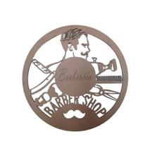 Plaquinha Decorativa Barber Shop Natural Em Mdf - Móveis Trovarelli