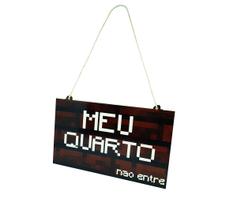 Plaquinha MDF Decorativa Carvalho Escuro MCraft Meu Quarto + Chaveiro - Coleção TEA & AMOR