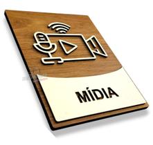 Plaquinha para sala de videoconferência mdf indicativa 3mm