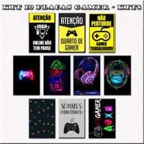 Plaquinhas Decorativas Gamer Kit Com 10