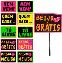 Plaquinhas Divertidas Balada Neon Beijos - 10 Unidades Plaquinhas Divertidas Balada Neon Beijos - 10 Unidades