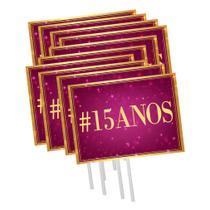 Plaquinhas Divertidas Debutante 15 Anos - 10 Unidades Plaquinhas Divertidas Debutante 15 Anos - 10 Unidades