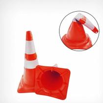 Plastcor Kit 3 Cone Flexível 75cm Laranja Refletivo Norma Nbr 15071