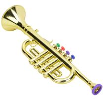 Plástico dourado Trumpet Ejoyous Kids com 4 teclas coloridas