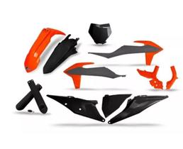 Plastico Kit Ufo Ktm 250/350/450 Sx-F 19/22 + Ktm 125/150/250 Sx 19/22 - Cinza/Preto/Laranja Fluo