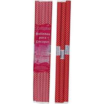 Plastico Para Encapar 2M 45Cm Bolinhas Vermelhas