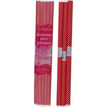 Plástico para Encapar 2M X 45CM - Estampa de Bolinhas Vermelhas, Pacote com 5