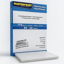 Plástico para Plastificação A4 Masterprint 175 Micras 0,07mm 220x307mm 100 Folhas