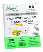 Plástico para Plastificação A4 Mundi 220x307cm 0,05 500fl