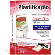 Plastico para Plastificacao Pouch FILM A-3 303X426MM 0,07 (7898067613331) - Mares