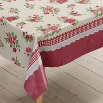 Plástico Térmico Toalha De Mesa retangular impermeável Sofia Vermelho Floral 2,20 X 1,40 6 cadeiras