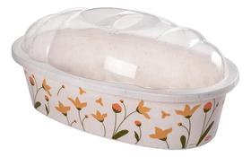 Plasútil Serve Pão Floral Compacto Com Tampa Em Plástico. Plasútil Serve Pão Floral Compacto Com Tampa Em Plástico.