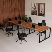 Plataforma de Trabalho Escritório 6 Pessoas 4,20m x 1,20m Pés Metal Escritório F5 Office Plataforma de Trabalho Escritório 6 Pessoas 4,20m x 1,20m Pés Metal Escritório F5 Office