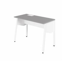 Plataforma de Trabalho Individual 120cm Industrial Tampo Chanfrado com Caixa de Tomadas Executive Cinza Sagrado e Branco