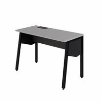 Plataforma de Trabalho Individual 120cm Industrial Tampo Chanfrado com Caixa de Tomadas Executive Cinza Sagrado e Preto