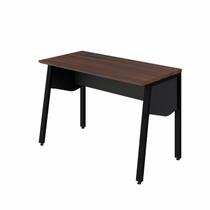 Plataforma de Trabalho Individual 120cm Industrial Tampo Chanfrado com Caixa de Tomadas Executive Louro Preto e Preto Marrom