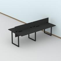 Plataforma Dupla Escrivaninha Tub Corporativa Light 4 Lugares 200cm Industrial Preto