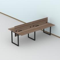 Plataforma Dupla Escrivaninha Tub Corporativa Light 4 Lugares 200cm Industrial Walnut E Preto