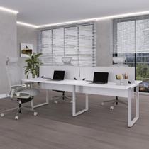 Plataforma Dupla Escrivaninha Tub Corporativa Light 4 Lugares 220cm Industrial Branco Plataforma Dupla Escrivaninha Tub Corporativa Light 4 Lugares 220cm Industrial Branco