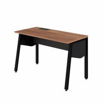 Plataforma Individual Trabalho Escritório com Caixa de Tomadas F5 Office 150cm Industrial Nogal E Preto Plataforma Individual Trabalho Escritório com Caixa de Tomadas F5 Office 150cm Industrial Nogal E Preto