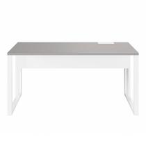 Plataforma Trabalho Individual com Caixa de Tomadas 135cm Industrial Executive Cinza Sagrado e Branco