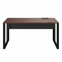 Plataforma Trabalho Individual com Caixa de Tomadas 135cm Industrial Executive Louro Preto e Preto Marrom