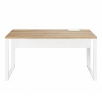 Plataforma Trabalho Individual com Caixa de Tomadas 135cm Industrial Executive Macadâmia e Branco
