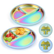Platos para Niños AIEVE Acero Inoxidable 9" Paquete de 2 Platos para Niños AIEVE Acero Inoxidable 9" Paquete de 2