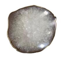 Platter Pedra Ágata Grossa Grande Natural 25 à 30cm Com Banho De Ouro Na Borda Platter Pedra Ágata Grossa Grande Natural 25 à 30cm Com Banho De Ouro Na Borda