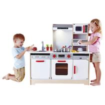 Play Kitchen Hape Kids All-in-1 de madeira com acessórios brancos