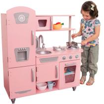 Play Kitchen KidKraft Vintage Wooden com máquina de gelo rosa