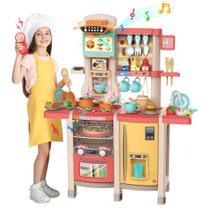 Play Kitchen Sandinrayli Kids com 65 peças de brinquedos de cozinha rosa