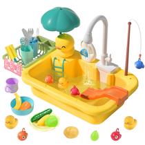 Play Sink CUTE STONE com água corrente, brinquedos de cozinha com comida