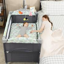 Playard Bebê HONEY JOY com Berço e Trocador Cinza - Portátil e Fácil de Montar