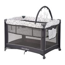 Playard portátil Pamo Babe com tapete acolchoado e barra de brinquedos (cinza)