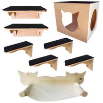 Playgroud Para Gatos Nicho Rede Caminha Escadinha Prateleira - STILO MDF