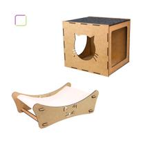 Playground 2 peças Rede Caminha Pet e Nicho Para Gatos em Mdf