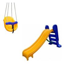 Playground Escorregador Médio + Balanço Infantil - Amarelo