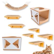 Playground Gato 9pcs Prateleiras E Nichos Montado Resistente Double Tri Playground Gato 9pcs Prateleiras E Nichos Montado Resistente Double Tri