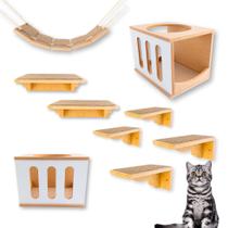 Playground Gato 9pcs Prateleiras E Nichos Montado Resistente Linhas Verticais