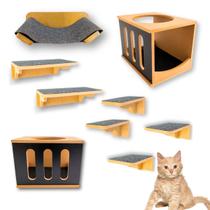 Playground Gato 9pcs Prateleiras Nichos Montado Com Rede Resistente Linhas Verticais
