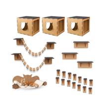 Playground Gatos 23 peças Prateleiras Circuito Escada Gato Mdf Nicho Arranhador Cama Ponte Pet