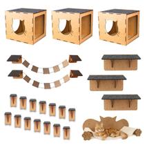 Playground Gatos 23peças Prateleiras Circuito Parede Escada Mdf Nichos Rede Cama Ponte Pet Playground Gatos 23peças Prateleiras Circuito Parede Escada Mdf Nichos Rede Cama Ponte Pet