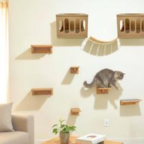 Playground Gatos MDF 15mm REFORÇADO CRU 9pcs Parque Para Gatos já Montado com Carpete Wave