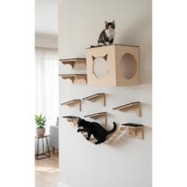 Playground Gatos Parede: Escada, Ponte e Prateleira MDF Playground Gatos Parede: Escada, Ponte e Prateleira MDF