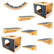 Playground Gatos REFORÇADO MDF 15MM Suporta 25Kg Montado Playground Gato Parque Gato Kit 9pcs