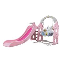 Playground Infantil 3 em 1 Plástico Escorregador Balanço Cesta Lazer Brinquedo Rosa Brinqway Bw-218